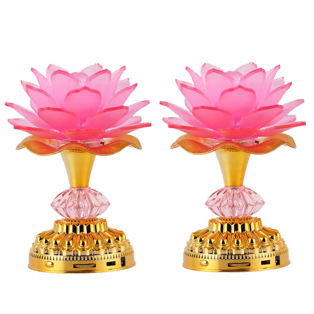 ♛* リピート販売 ♬人気の 蓮の仏花 ♧１対２個セット♡* Amazon｜RAYWILL 蓮花 仏花 蓮の花 仏具 ロータス 蓮 造花 LED 7色変化
